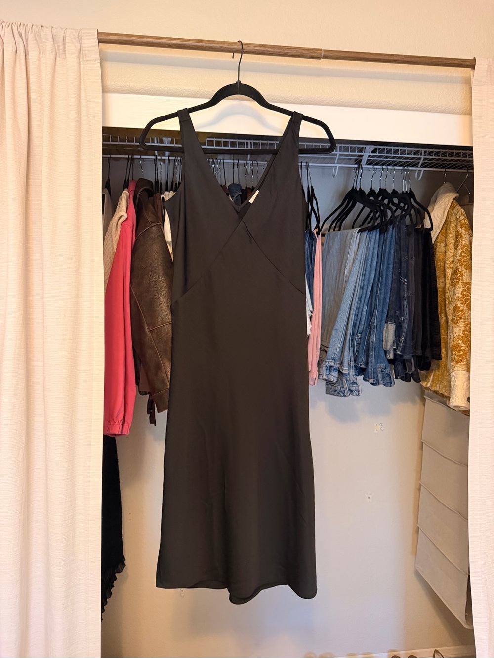 a new day Black V-Neck Midi Slip Dress